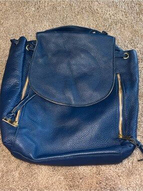Levenger Pebbled Leather Flap Backpack